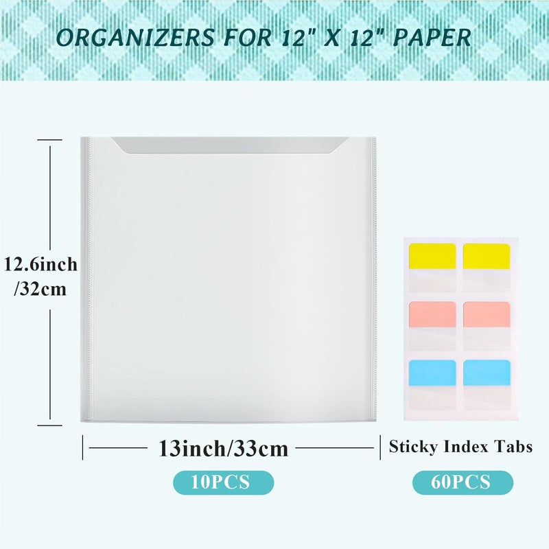 Caydo 120PCS Scrapbook Paper Storage, 12 x 12 Paper Storage Organizer with 120PCS Sticky Tabs, Holder for Scrapbooking, Cardstock, Vinyl, Photo, File - Image 2